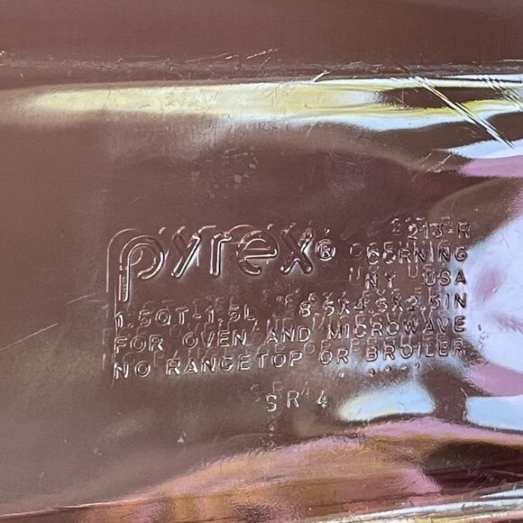 Vintage Pyrex Loaf Pan USA VisionWare 1.5QT #213-R Cranberry Glass Baking Bread - Picture 5 of 8